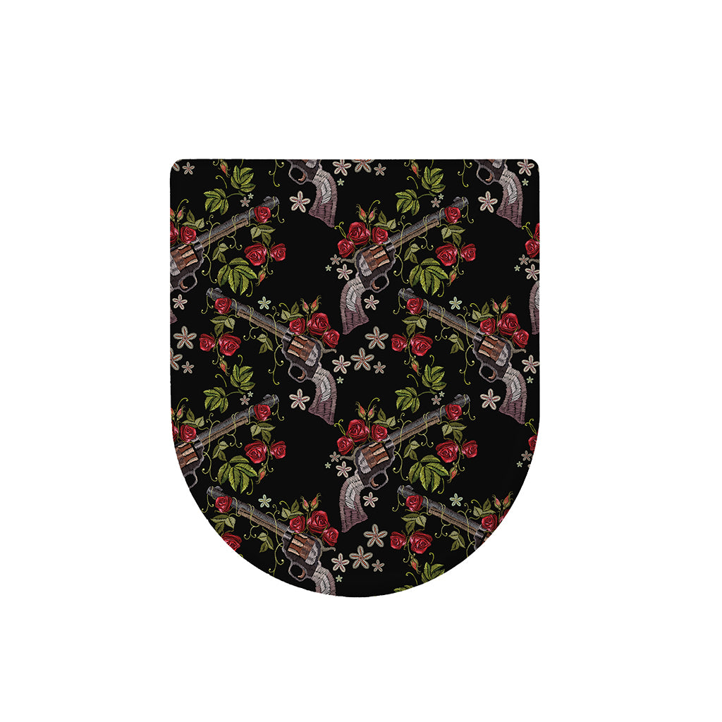 Guns And Flowers Pattern Print Toilet Lid Cover