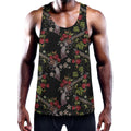Guns And Flowers Pattern Print Men's Workout Tank Top