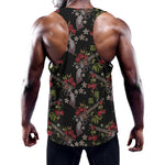 Guns And Flowers Pattern Print Training Tank Top