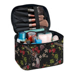 Guns And Flowers Pattern Print Travel Makeup Bag