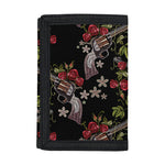 Guns And Flowers Pattern Print Trifold Wallet