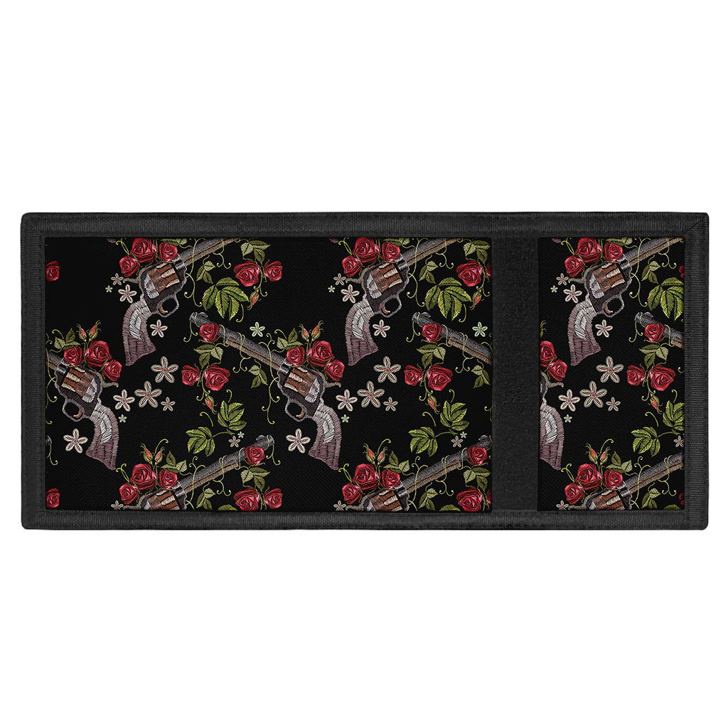 Guns And Flowers Pattern Print Trifold Wallet