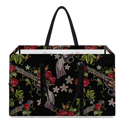 Guns And Flowers Pattern Print Utility Tote Bag