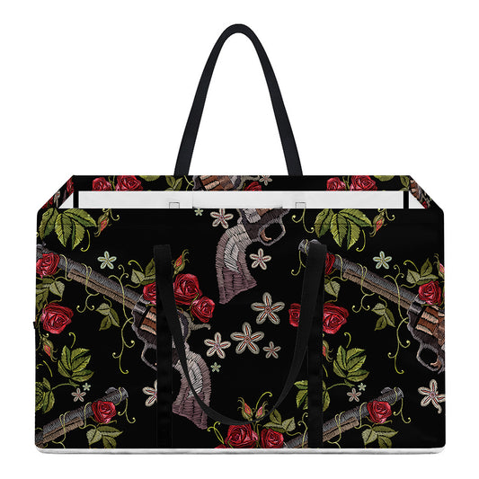 Guns And Flowers Pattern Print Utility Tote Bag