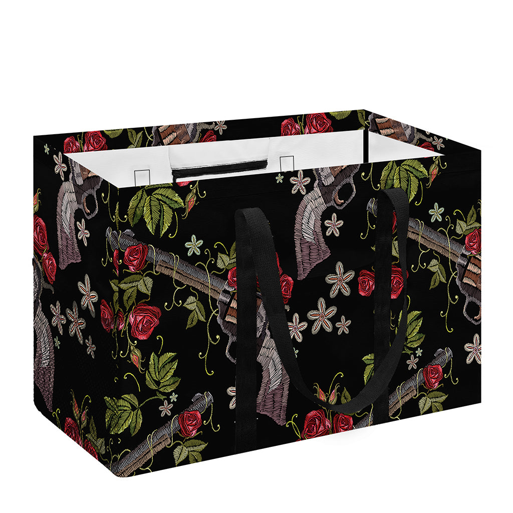Guns And Flowers Pattern Print Utility Tote Bag