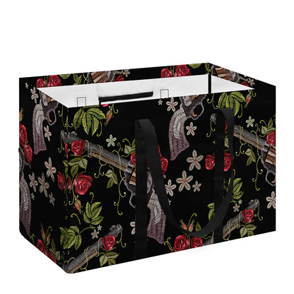 Guns And Flowers Pattern Print Utility Tote Bag