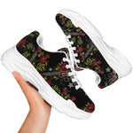 Guns And Flowers Pattern Print White Chunky Shoes