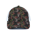Guns And Flowers Pattern Print White Mesh Trucker Hat