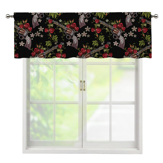 Guns And Flowers Pattern Print Window Valance