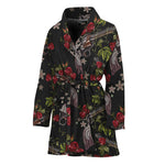 Guns And Flowers Pattern Print Women's Bathrobe