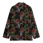 Guns And Flowers Pattern Print Women's Blazer