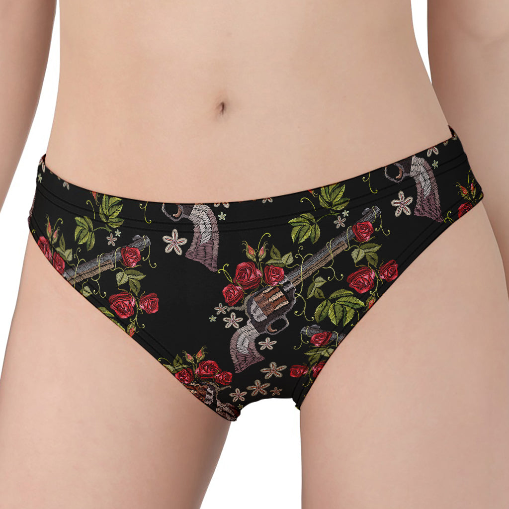 Guns And Flowers Pattern Print Women's Panties