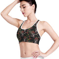 Guns And Flowers Pattern Print Women's Sports Bra