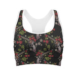 Guns And Flowers Pattern Print Women's Sports Bra