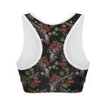 Guns And Flowers Pattern Print Women's Sports Bra