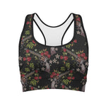 Guns And Flowers Pattern Print Women's Sports Bra