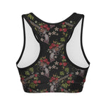 Guns And Flowers Pattern Print Women's Sports Bra
