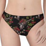 Guns And Flowers Pattern Print Women's Thong