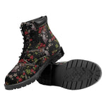 Guns And Flowers Pattern Print Work Boots