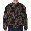 Guns And Flowers Pattern Print Zip Sleeve Bomber Jacket