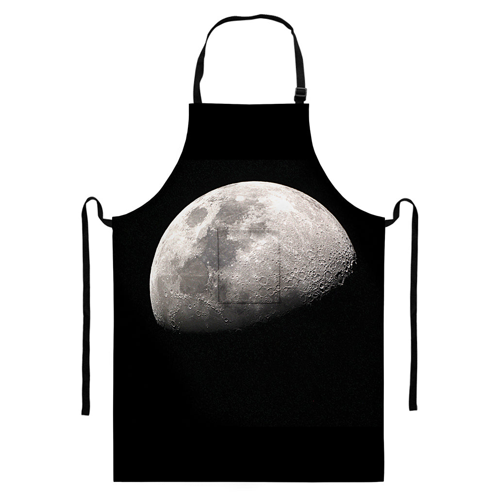 Half Moon Print Bib Apron With Pocket