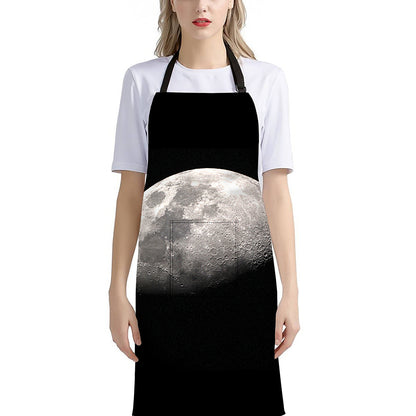 Half Moon Print Bib Apron With Pocket