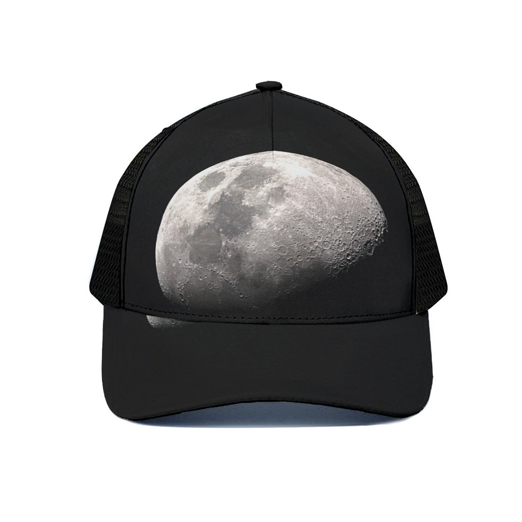 Half Moon Print Black Mesh Trucker Cap