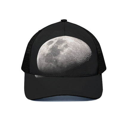 Half Moon Print Black Mesh Trucker Cap