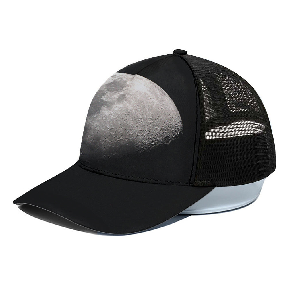 Half Moon Print Black Mesh Trucker Cap