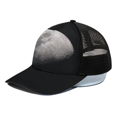 Half Moon Print Black Mesh Trucker Cap