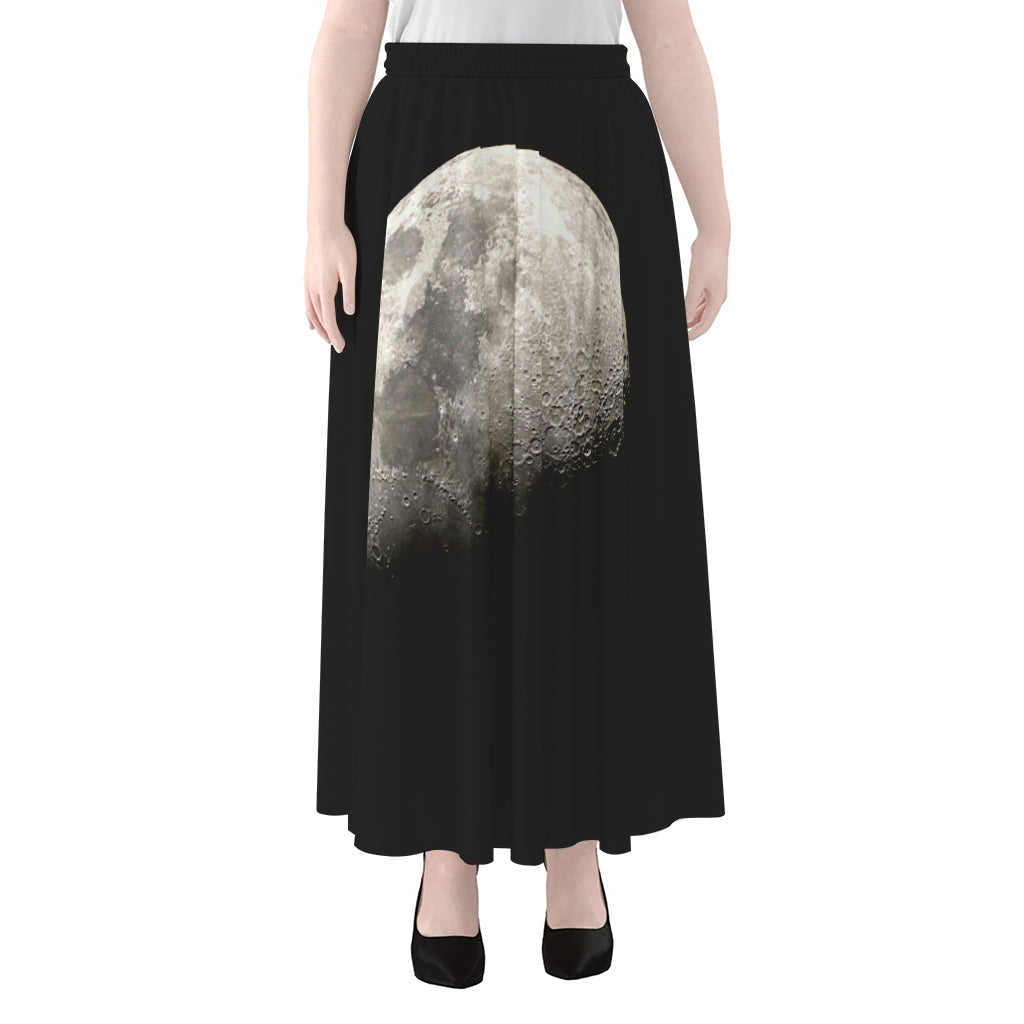 Half Moon Print Chiffon Maxi Skirt