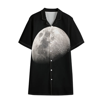 Half Moon Print Cotton Hawaiian Shirt