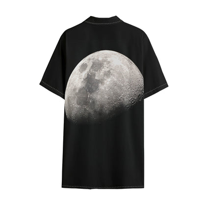 Half Moon Print Cotton Hawaiian Shirt