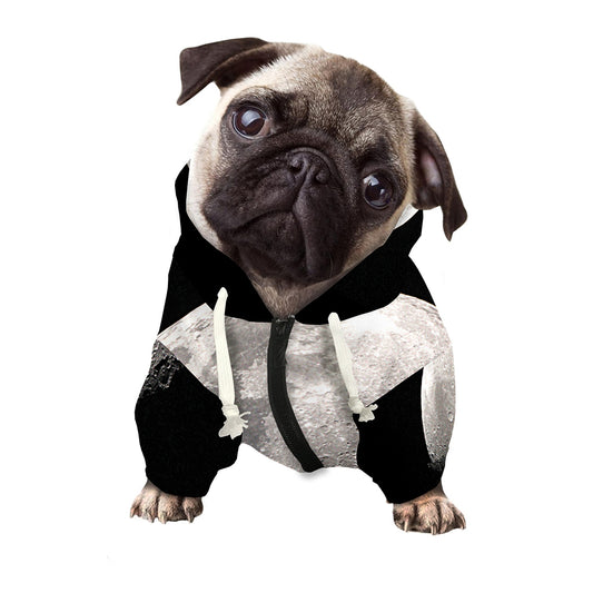 Half Moon Print Dog Zip Up Hoodie