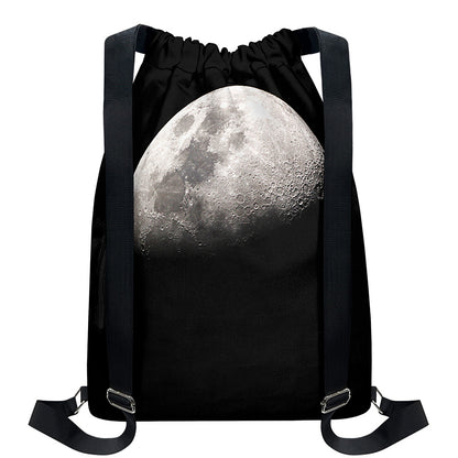 Half Moon Print Drawstring Backpack