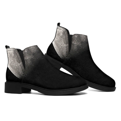 Half Moon Print Flat Ankle Boots