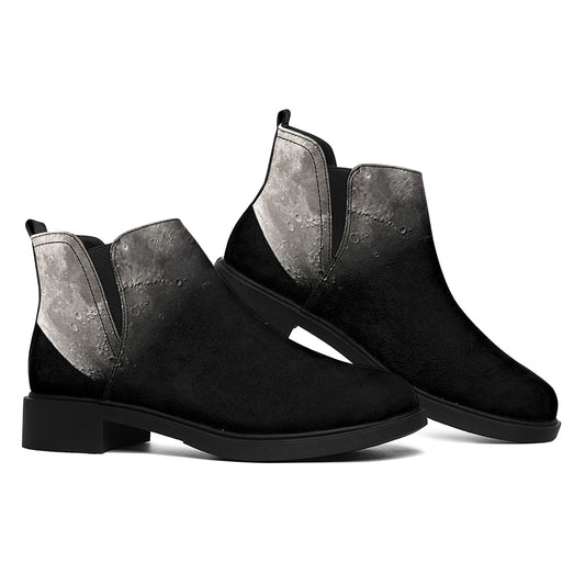 Half Moon Print Flat Ankle Boots