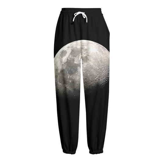 Half Moon Print Fleece Lined Knit Pants