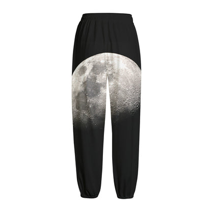 Half Moon Print Fleece Lined Knit Pants