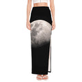 Half Moon Print High Slit Maxi Skirt
