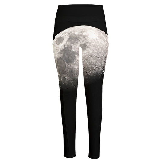 Half Moon Print High-Waisted Pocket Leggings