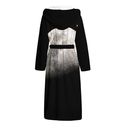 Half Moon Print Hooded Bathrobe