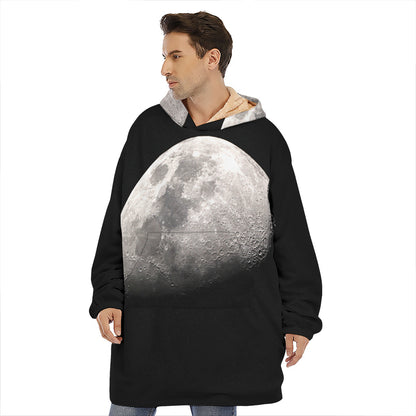 Half Moon Print Hoodie Blanket