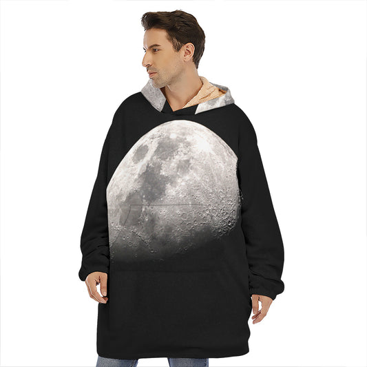 Half Moon Print Hoodie Blanket