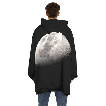 Half Moon Print Hoodie Blanket