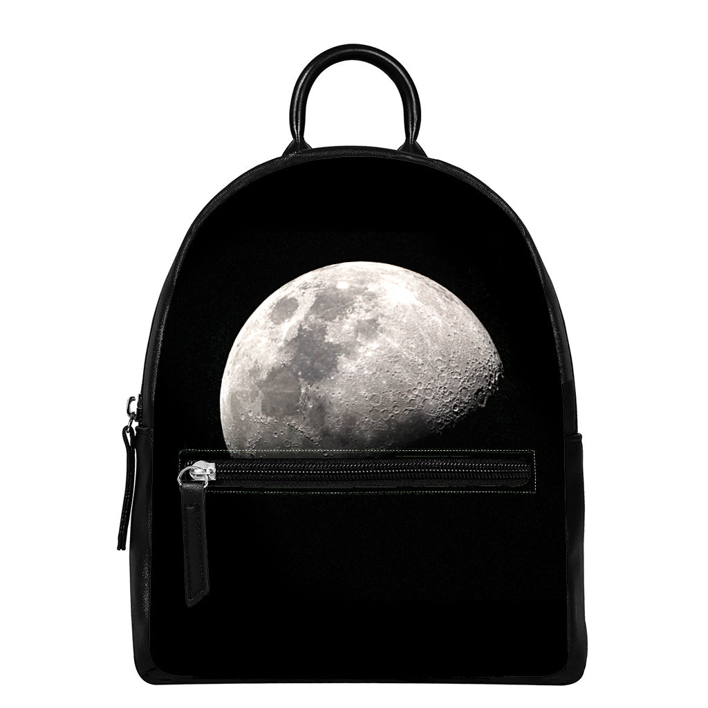 Half Moon Print Leather Backpack