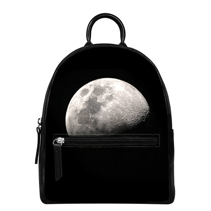 Half Moon Print Leather Backpack