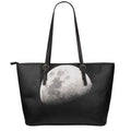 Half Moon Print Leather Tote Bag With Zipper