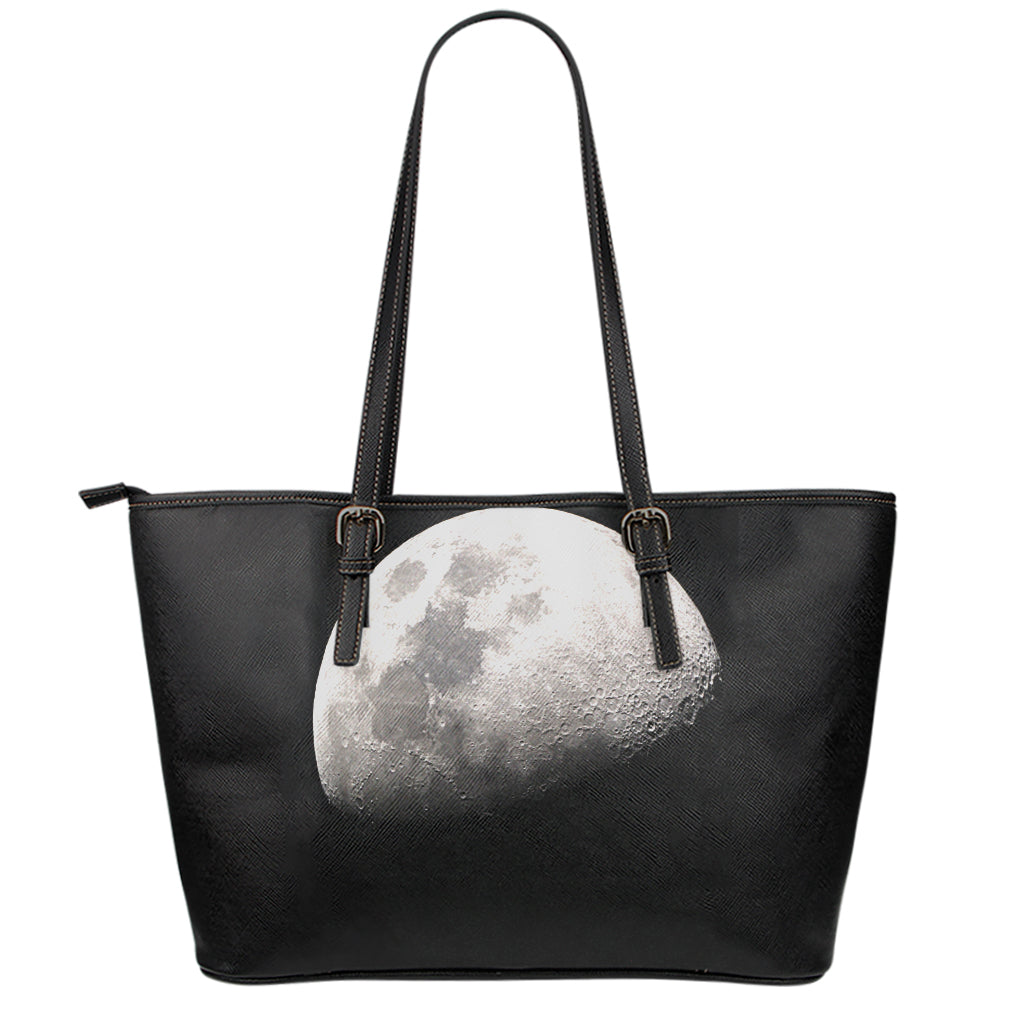 Half Moon Print Leather Tote Bag