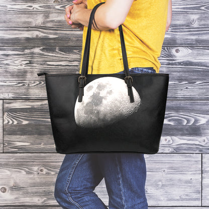 Half Moon Print Leather Tote Bag